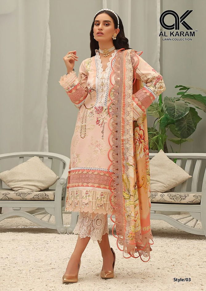 Al Karam Queens Court Fancy Wear Cambric Cotton Latest Dress Material Collection